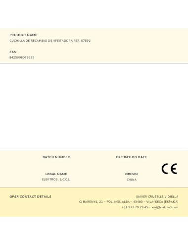 Cuchilla de recambio de afeitadora ref. 07592