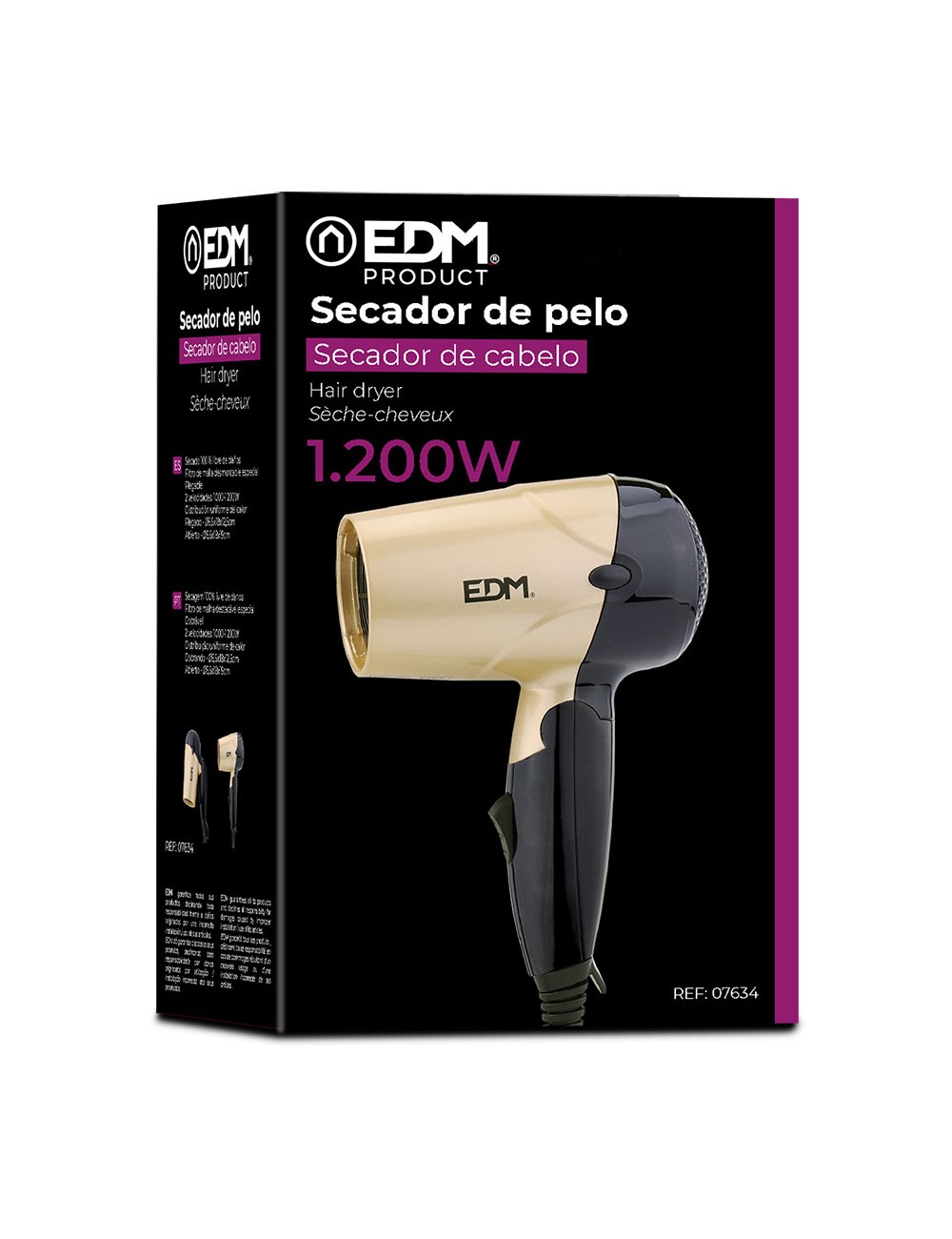 Secador de pelo de viaje bi-tension 1000 - 1200 w