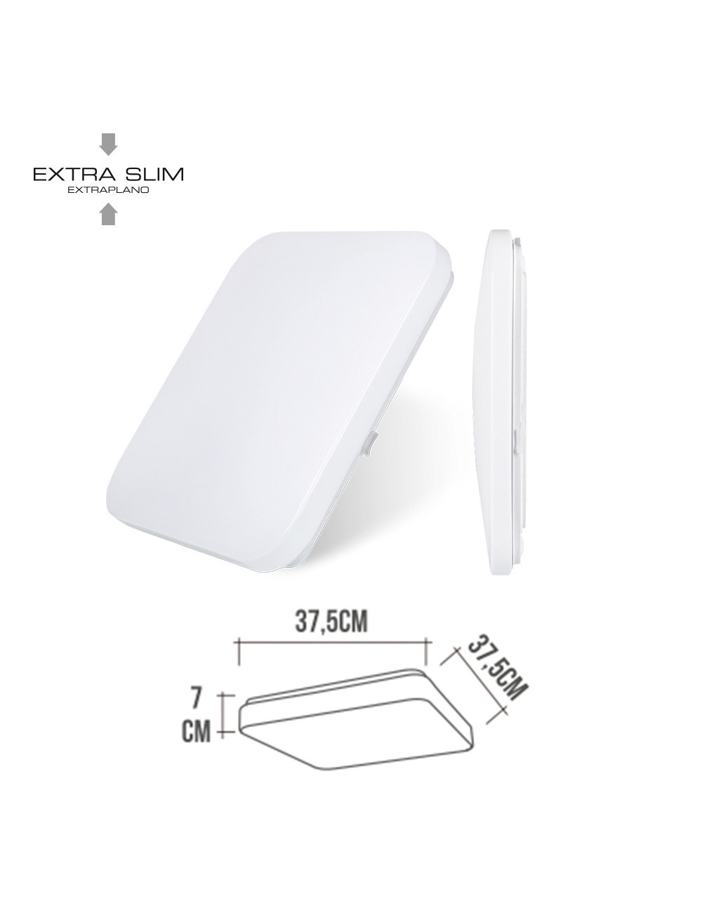 Aplique led cuadrado extraplano de superficie 24 w 6500 k 2490 lm 36,7 x 36,7 x 6,2 cm