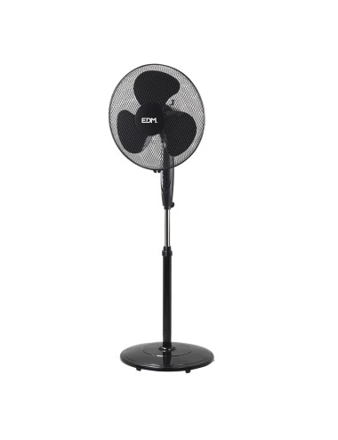 Ventilador de pie base circular, negro, potencia 45 w 55,6 db aspas ø40 cm, altura regulable 110-130 cm