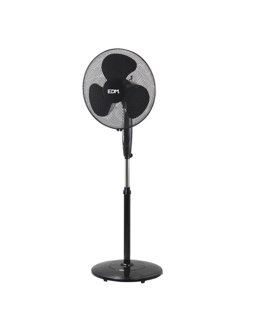 Ventilador de pie base circular, negro, potencia 45 w 55,6 db aspas ø40 cm, altura regulable 110-130 cm