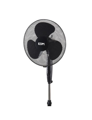 Ventilador de pie base circular, negro, potencia 45 w 55,6 db aspas ø40 cm, altura regulable 110-130 cm