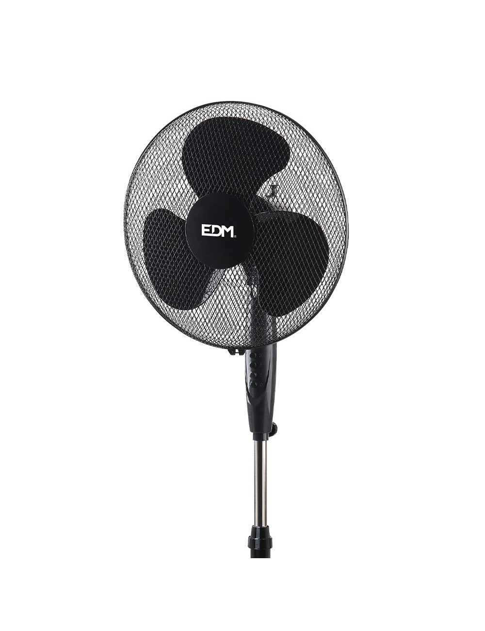 Ventilador de pie base circular, negro, potencia 45 w 55,6 db aspas ø40 cm, altura regulable 110-130 cm