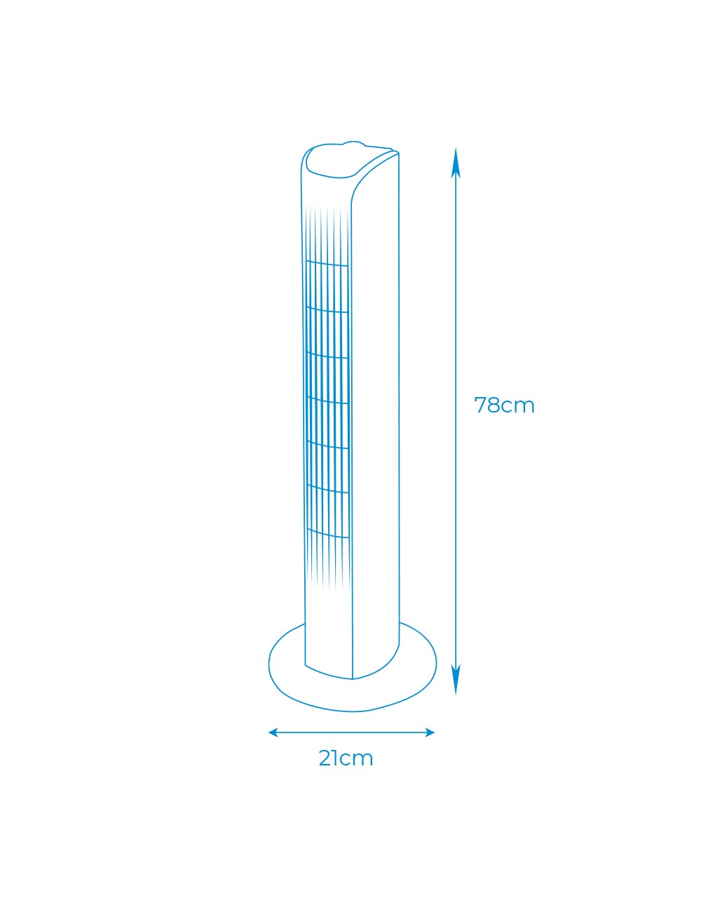 Ventilador de torre. potencia: 45 w 60db, blanco 21 x 78 cm