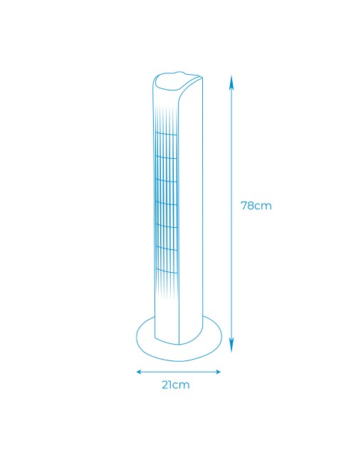 Ventilador de torre. potencia: 45 w 60db, blanco 21 x 78 cm