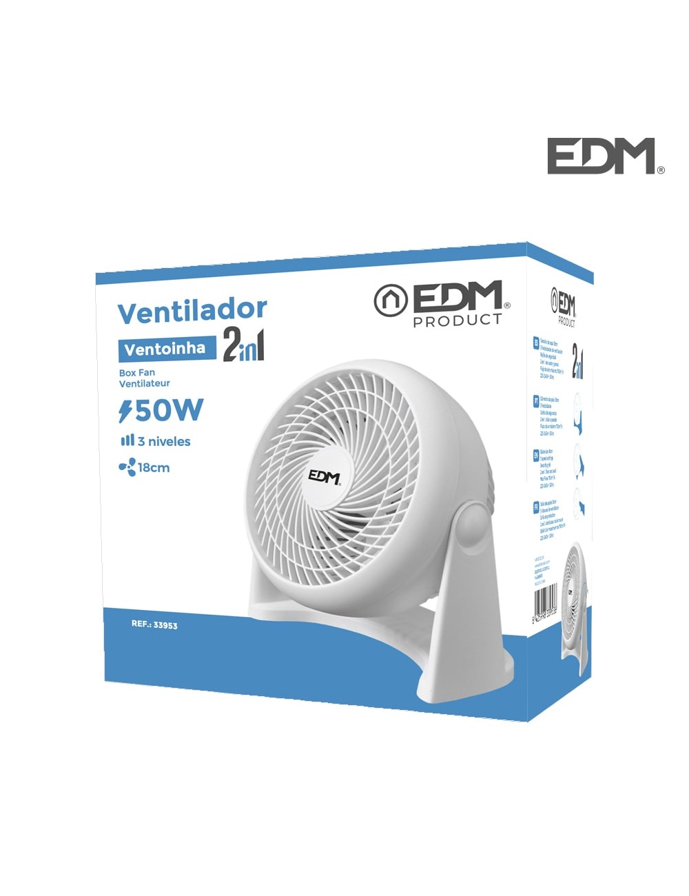 Ventilador 2 en 1 (suelo y pared), blanco, potencia 50 w 55,65 db aspas ø18 cm 26,5 x 15,5 x 27,7 cm