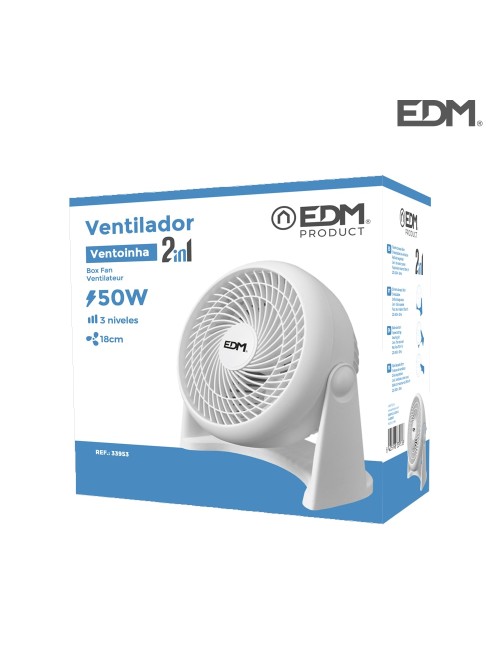 Ventilador 2 en 1 (suelo y pared), blanco, potencia 50 w 55,65 db aspas ø18 cm 26,5 x 15,5 x 27,7 cm