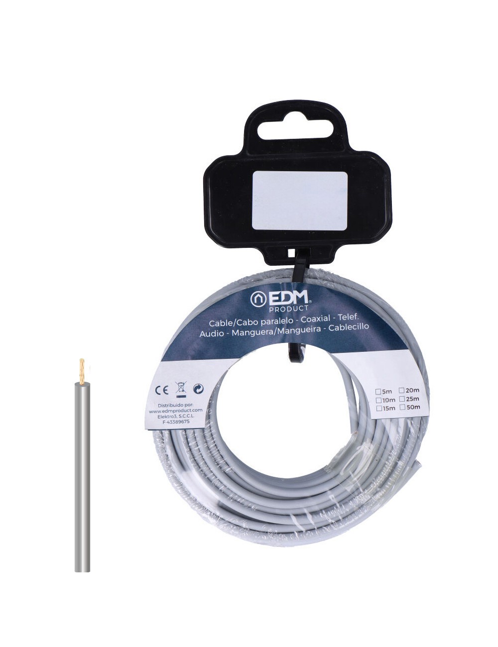 Carrete cablecillo h07z1-k 1,50 mm gris, 20 m