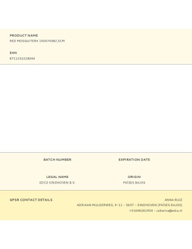 Red mosquitera 145 x 74 x 82,5 cm