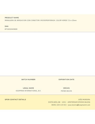 Manguera de irrigacion con conector. microperforada. color verde 7,5 m 25mm