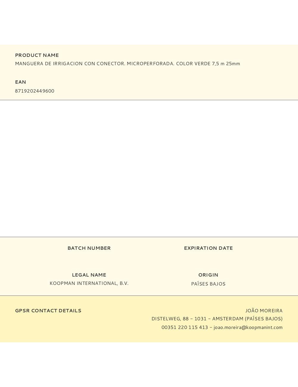 Manguera de irrigacion con conector. microperforada. color verde 7,5 m 25mm