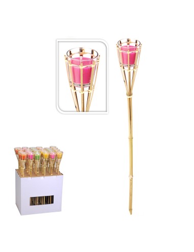 Antorcha de jardin 76cm con vela citronela 75x7,5cm colores / modelos surtidos