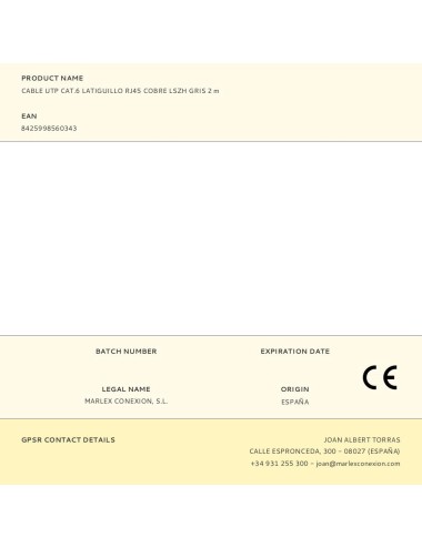 Cable utp cat.6 latiguillo rj45 cobre lszh gris 2 m