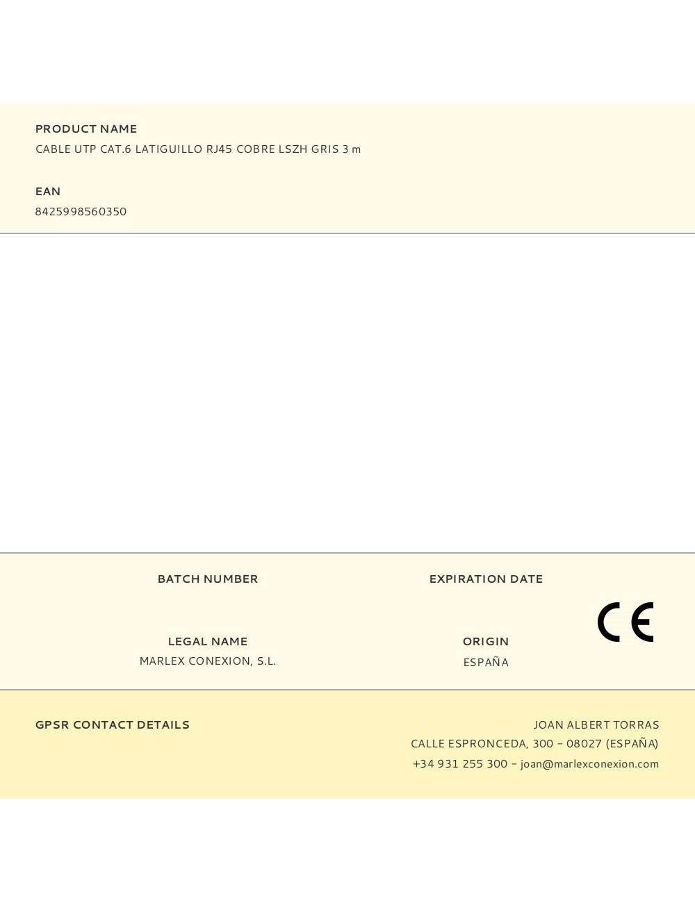 Cable utp cat.6 latiguillo rj45 cobre lszh gris 3 m