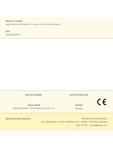 Base bipolar 4 tomas t/tl 10/16 a 250 v color blanco