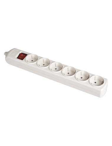 Base bipolar 6 tomas con t/tl 10/16 a 250 v blanco + interruptor luminoso.
