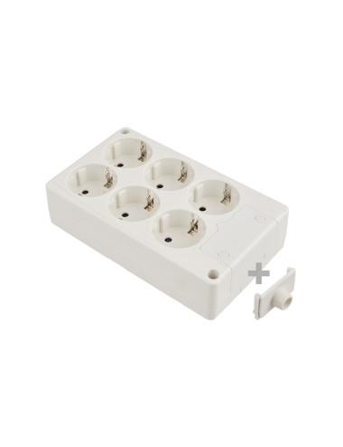 Base bipolar 6 tomas t/tl 10/16a 250v rectangular color blanco