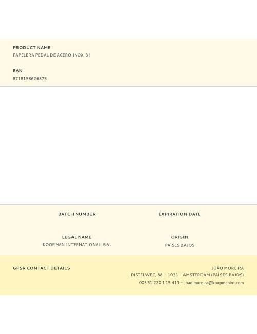 Papelera pedal de acero inox 3 l