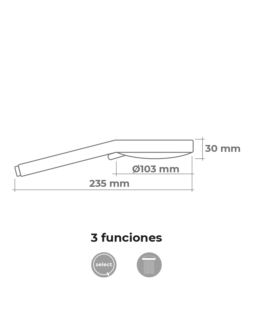 Mango de ducha anticalcareo round 3 funciones color cromo