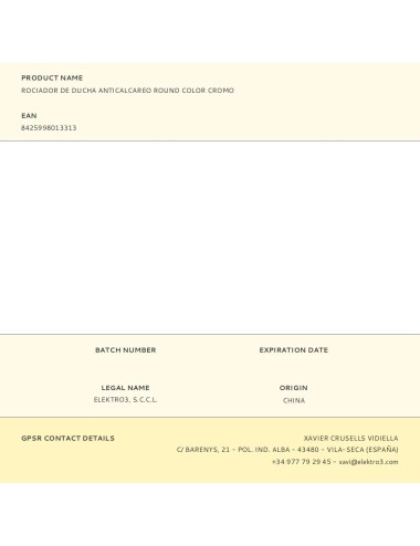 Rociador de ducha anticalcareo round color cromo