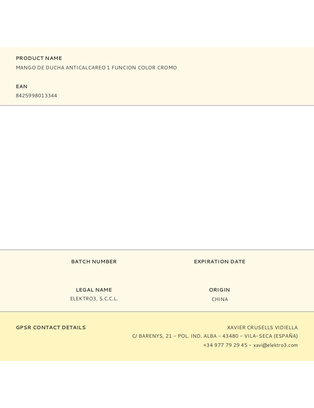 Mango de ducha anticalcareo 1 funcion color cromo