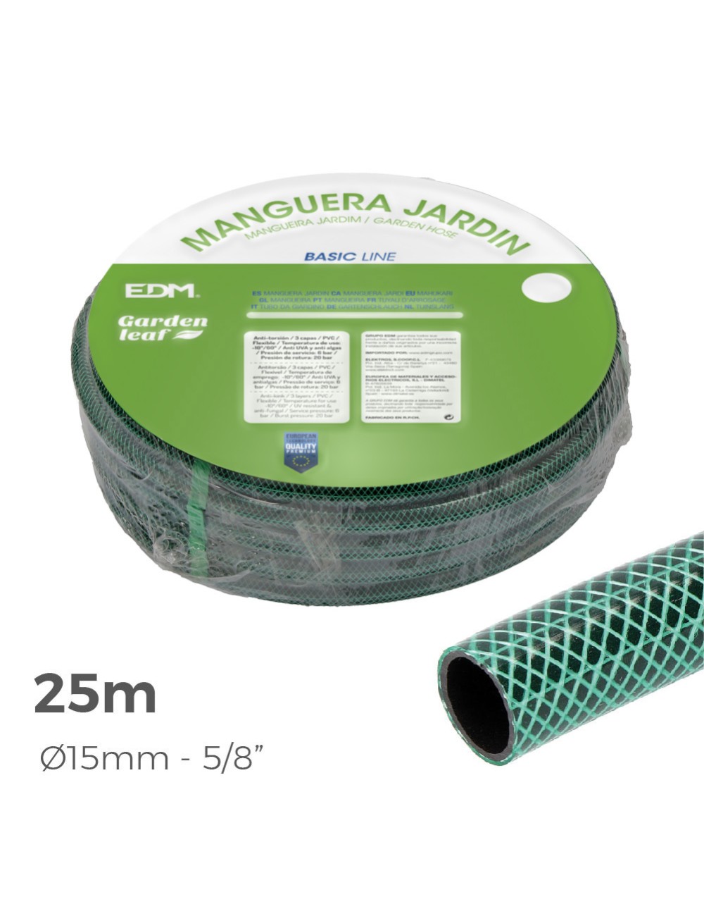 Manguera de jardin basic 25 m (5/8" 15 mm)