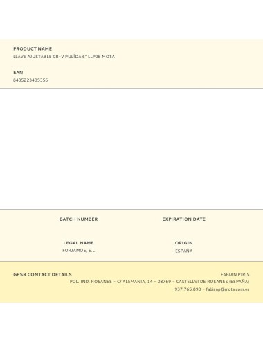 Llave ajustable cr-v pulída 6" llp06 mota