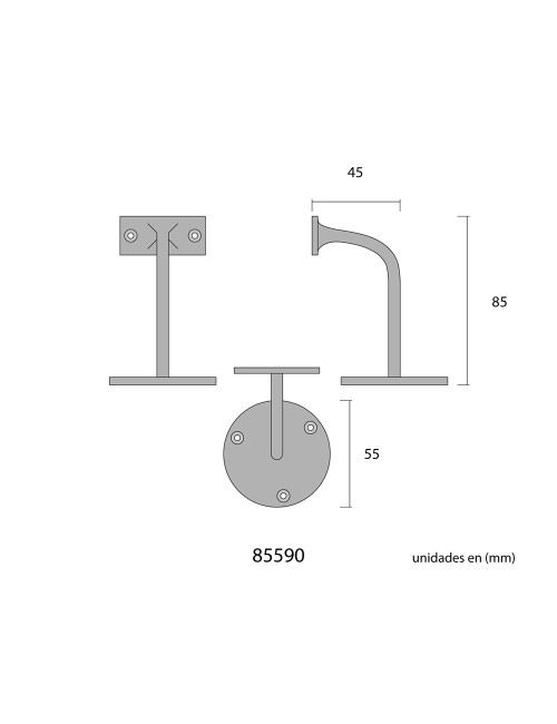 Soporte barandilla latón pulido dorado