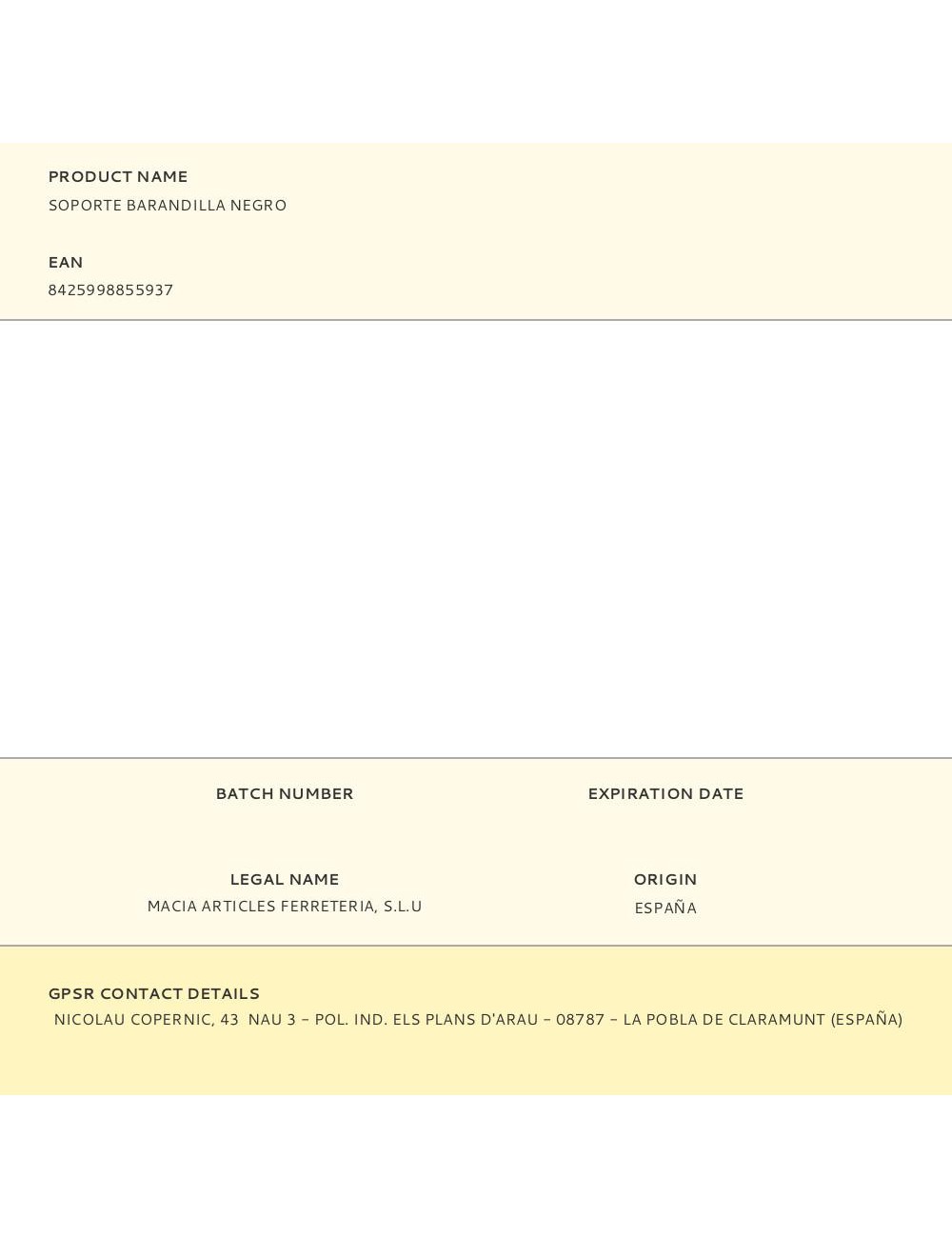 Soporte barandilla negro