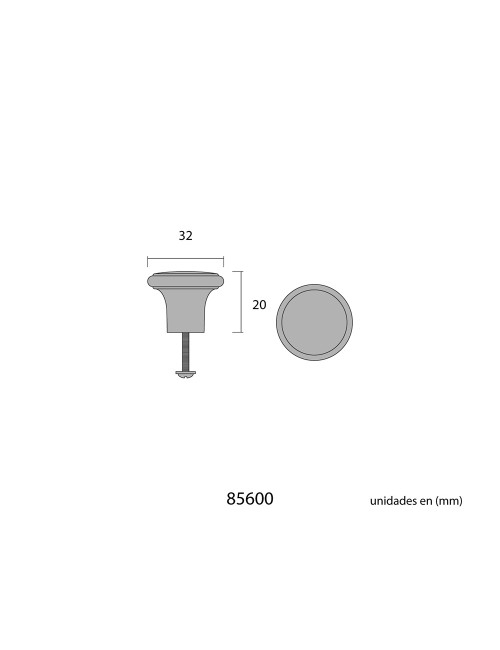 Pomo 32 mm hierro negro