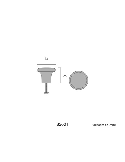 Pomo 38mm hierro negro