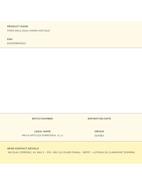 Pomo bola 25mm hierro antiguo