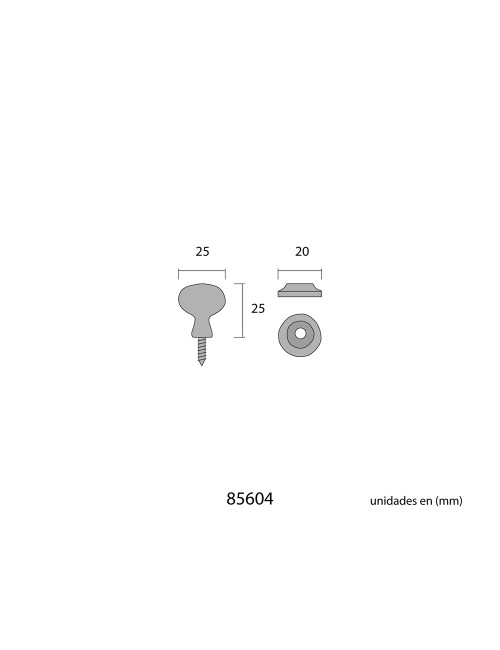 Pomo ovalado 22mm hierro forjado