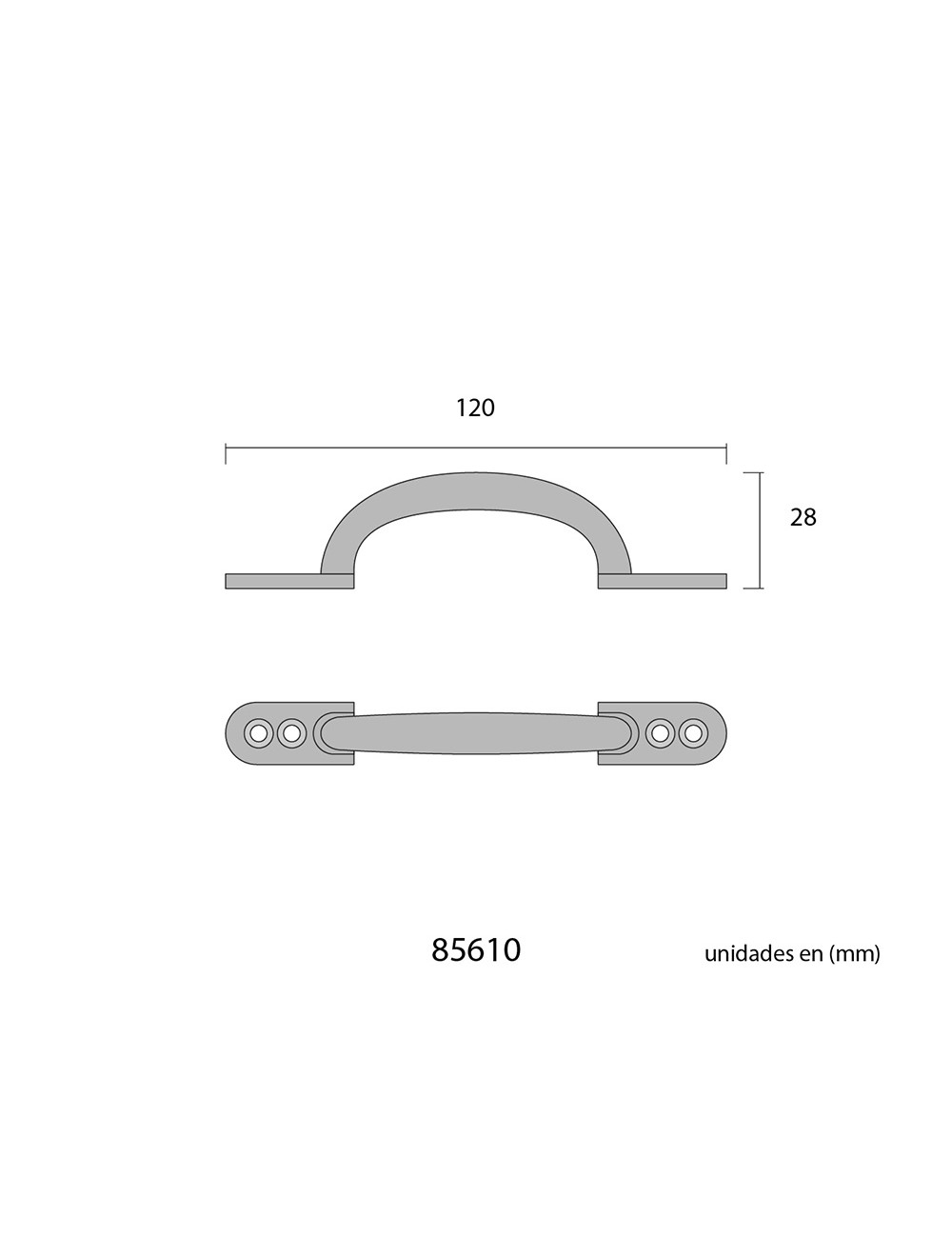 Tirador plano 120mm h° negro edm