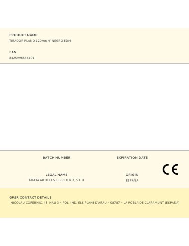 Tirador plano 120mm h° negro edm