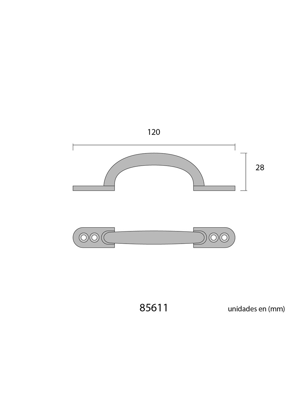 Tirador plano 120mm h° antiguo edm