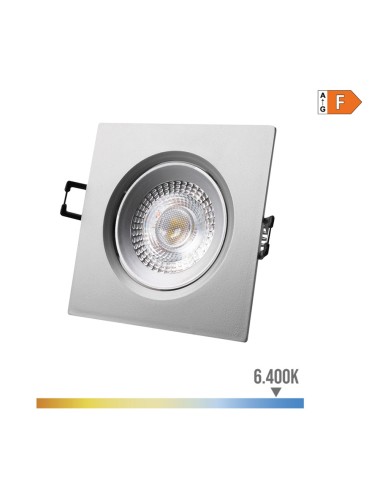 Downlight led empotrable cuadrado 5 w 6400 k luz fria color cromo 9 x 9 cm