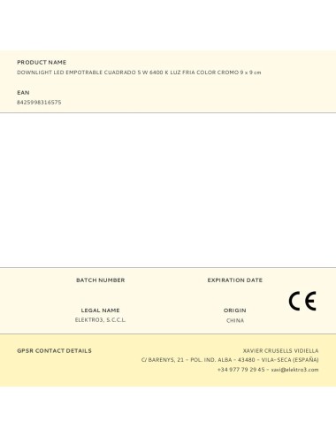 Downlight led empotrable cuadrado 5 w 6400 k luz fria color cromo 9 x 9 cm