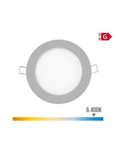 Mini downlight led empotrable redondo 6 w 6400 k luz fria color cromo ø11,7 cm