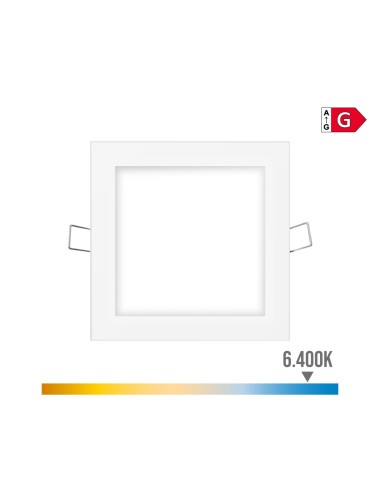 Mini downlight led empotrable cuadrado 6 w 6400 k luz fria color blanco 11,7 x 1 x 11,7 cm