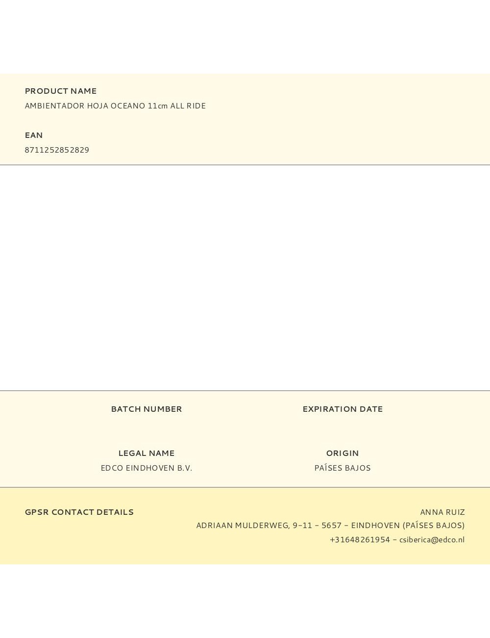 Ambientador hoja oceano 11cm all ride