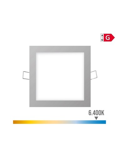 Mini downlight led empotrable cuadrado 6 w 6400 k luz fria color cromo 11,7 x 11,7 cm