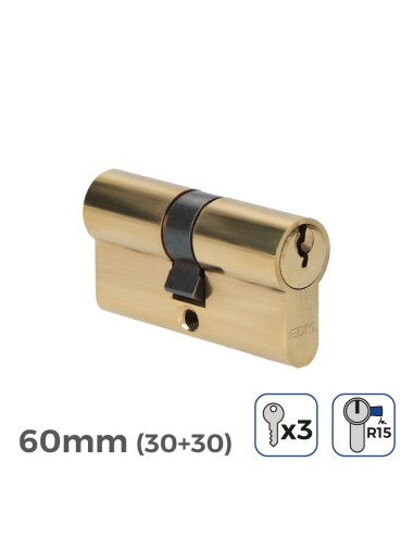 Cilindro de latón 60 mm (30+30 mm) leva larga r15 con 3 llaves de serreta incluidas