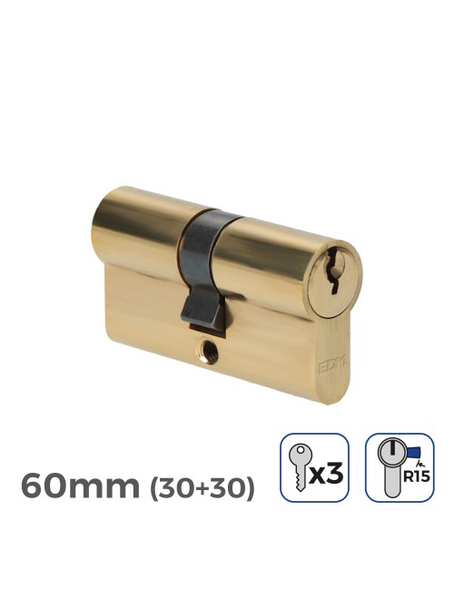Cilindro de latón 60 mm (30+30 mm) leva larga r15 con 3 llaves de serreta incluidas
