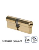 Cilindro latón 80 mm (40+40 mm) leva larga r15 con 5 llaves de seguridad incluidas