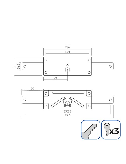 Cerradura de persiana 154 mm