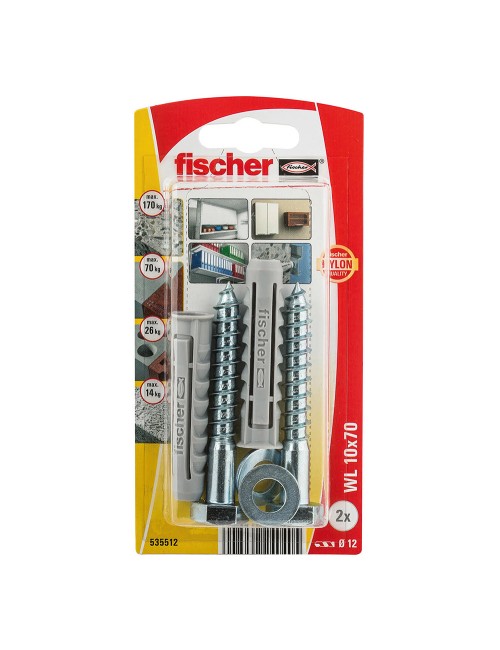 Tacos wl ø10 x 80 mm + tornillos ø10 x 80 mm, blister 2 uds