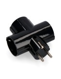 Clavija triple con baquelita t/tl tipo f 4,8mm 16a 250v máx 3680w negra (envasada)