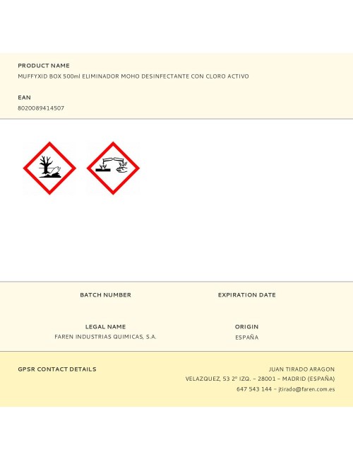 Muffyxid box 500ml eliminador moho desinfectante con cloro activo