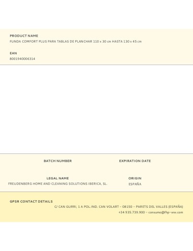 Funda comfort plus para tablas de planchar 110 x 30 cm hasta 130 x 45 cm